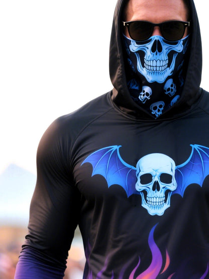 Men's Outdoor Sun Protection Breathable Cool Mask Hooded Sun Protection Long-Sleeved Top