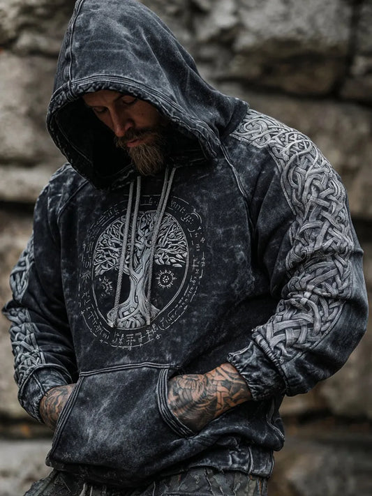 Men's Viking Winter Coat Nordic Hooded Sweatshirt