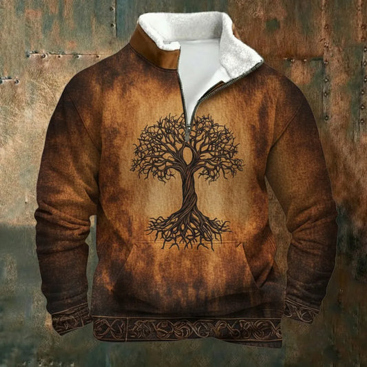 Celtic Norse Retro Sherpa Zip Neck Shirt