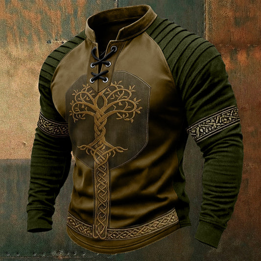 Men's Nordic Forest Yggdrasil Totem Print Sweatshirt