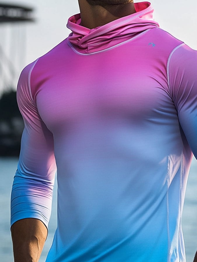 Men's Outdoor Sun Protection Breathable Cool Hooded Sun Protection Long Sleeve Top