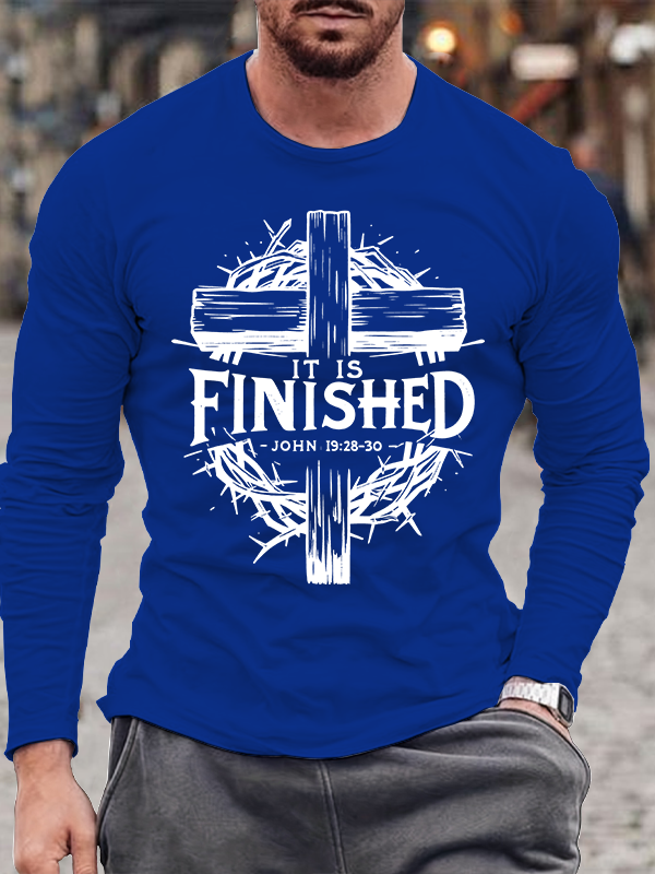 It Is Finished John 19:28-30 Jesus God Christian Cotton Long Sleeve T-Shirt