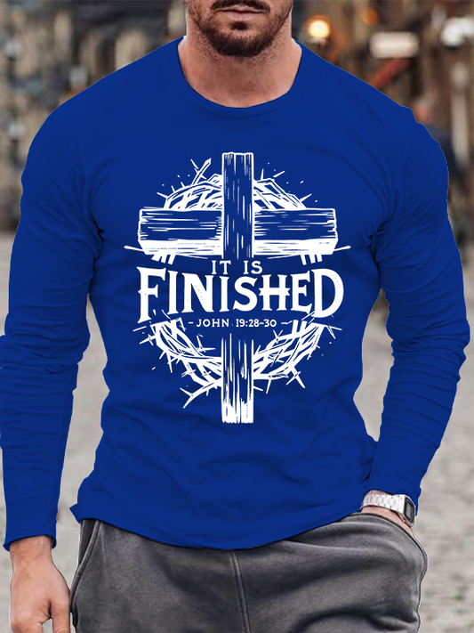 It Is Finished John 19:28-30 Jesus God Christian Cotton Long Sleeve T-Shirt