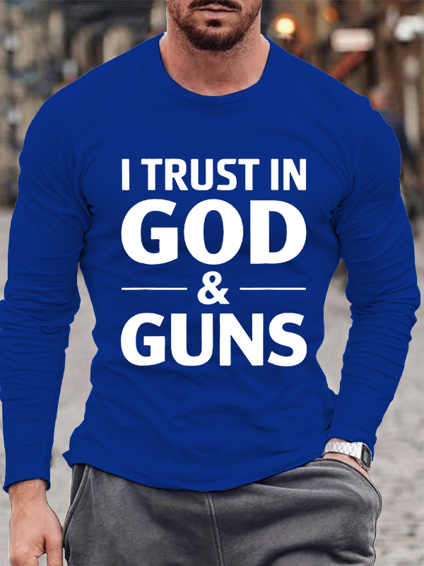 I Trust In God And Guns Christian Cotton Long Sleeve T-Shirt