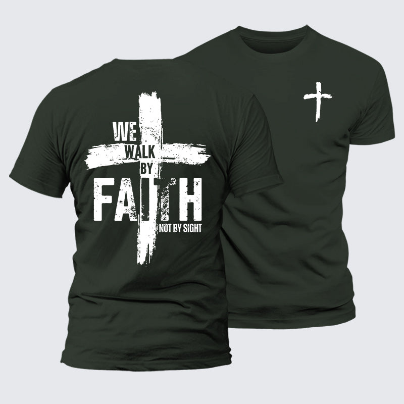 Luxe Mercerized Cotton Tee - We Walk By Faith Not By Sight