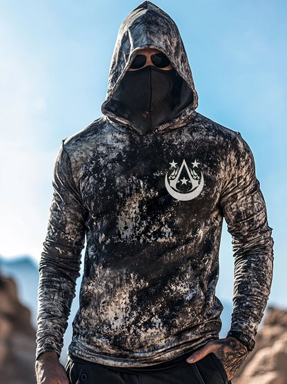 Men's Outdoor Sun Protection Breathable Cool Mask Hooded Sun Protection Long-Sleeved Top