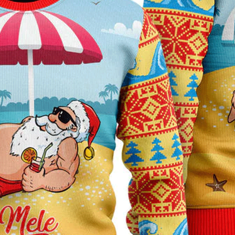 Santa Claus Mele Kalikimaka Beach Ugly Christmas Sweater For Men & Women