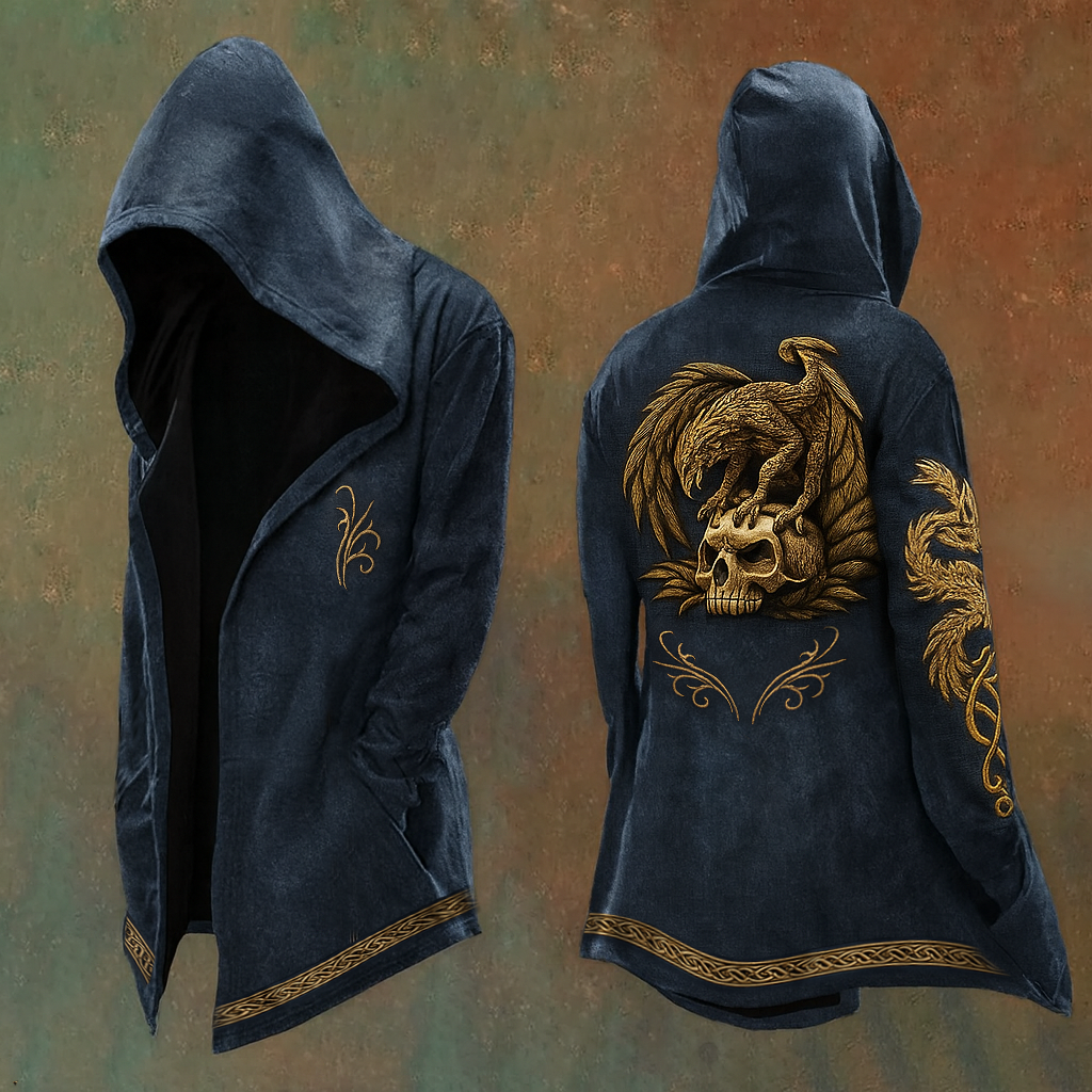 Men's Viking Nordic Eagle Totem Design Streetwear Hooded Jacket