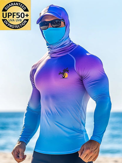 Men's Outdoor Sun Protection Breathable Cool Hooded Sun Protection Long-Sleeved Top