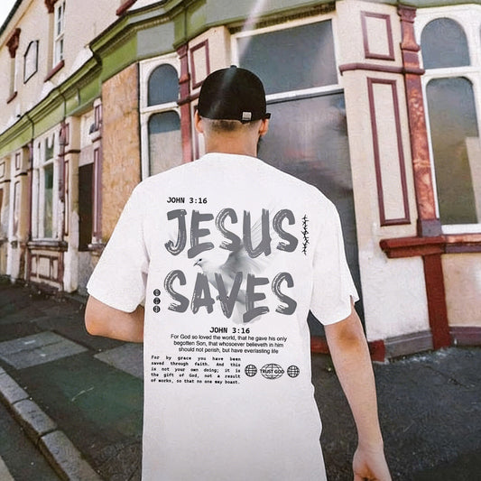 John 3:16 Jesus Saves Trust God Printed Men's T-shirt