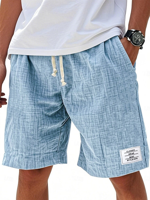 Men’s Casual Cotton Linen Shorts – Lightweight Drawstring Summer Shorts