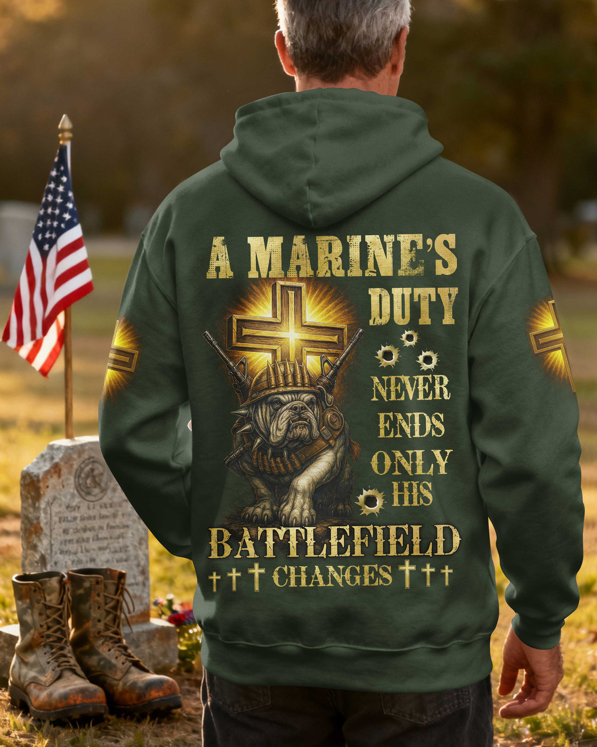 A Marine's Duty Never Ends Only His Battlefield Changes Zip Hoodie