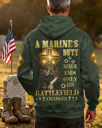 A Marine's Duty Never Ends Only His Battlefield Changes Zip Hoodie