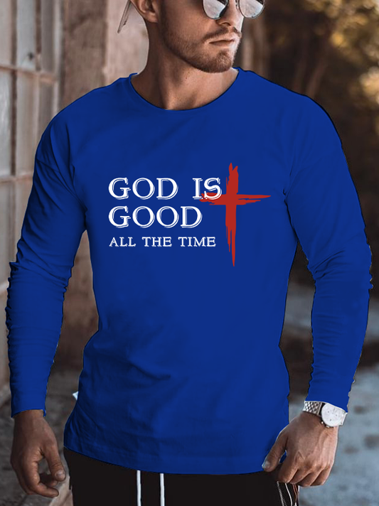 God Is Good All The Time Crew Neck Men's Long Sleeve T-Shirt