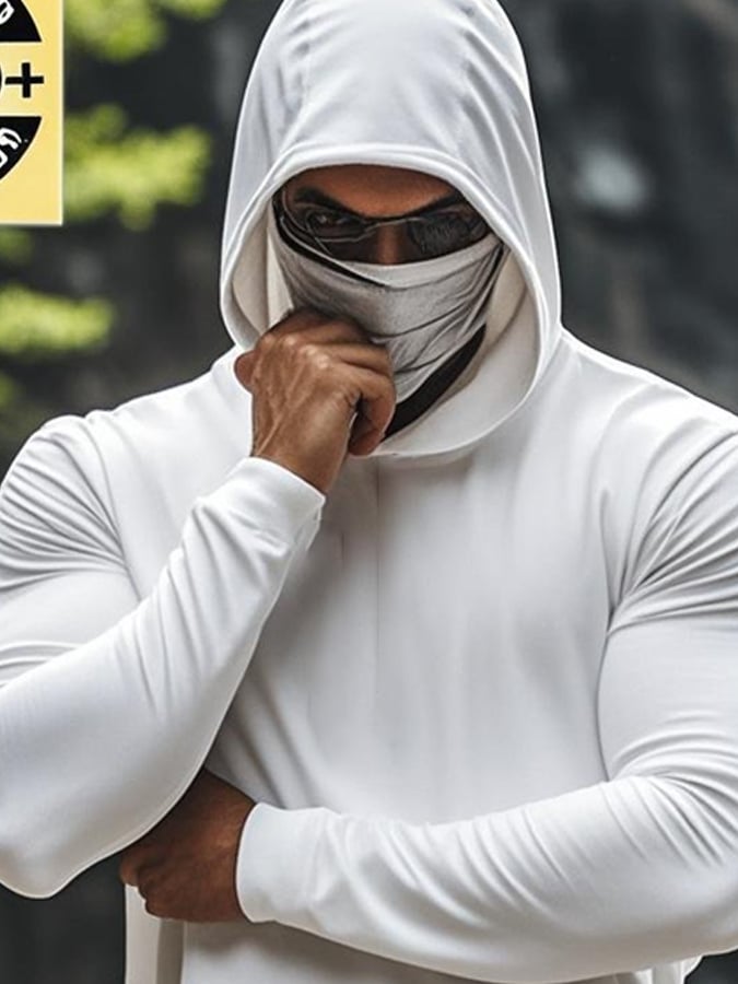 Men's Outdoor Sun Protection Breathable Cool Hooded Sun Protection Long Sleeve Top