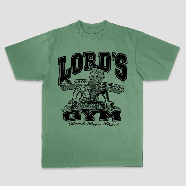 Lord's Gym The Sin Of The World Bench Press This! Printed Men's T-shirt