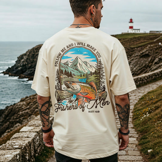 Follow Me And I Will Make You Fishers Of Men Matt 4:19 Printed Men's T-shirt