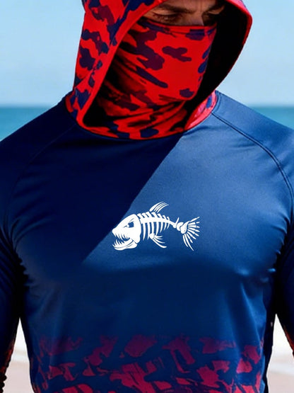 Men's Outdoor Sun Protection Breathable Cool Hooded Sun Protection Long-Sleeved Top