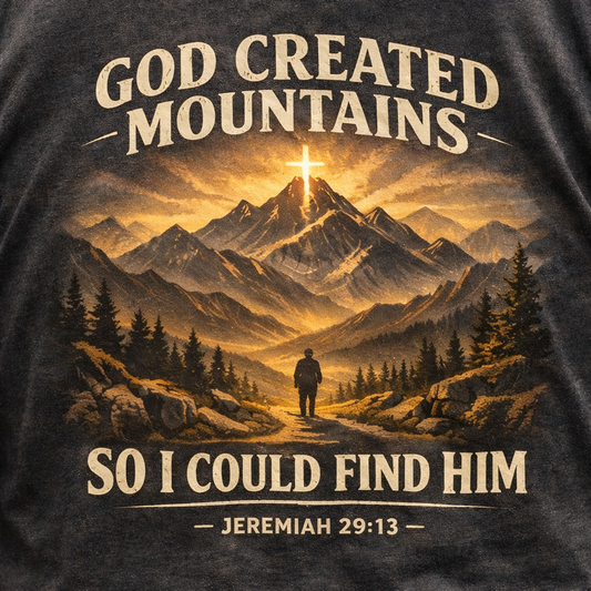 God Created Moutains So I Could Find Him T-Shirt