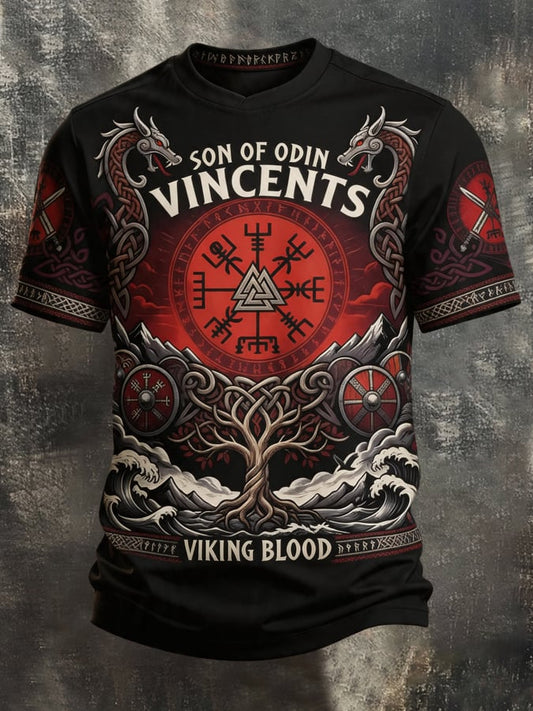 Men's Vintage Viking-Print T-Shirt
