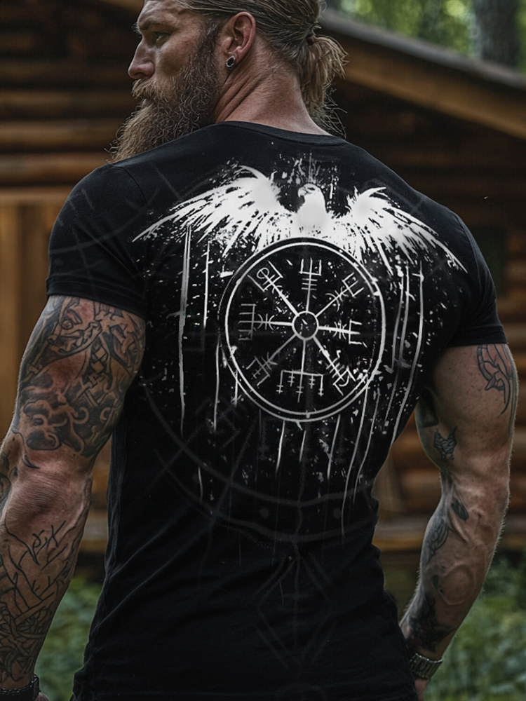 Viking Digital Print Raven 3D Printed T-shirt