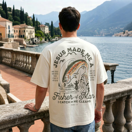 Jesus made me a fisher of man And jesus said unto them, come ye after me, and i will make you to become fishers of men Printed Men's T-shirt