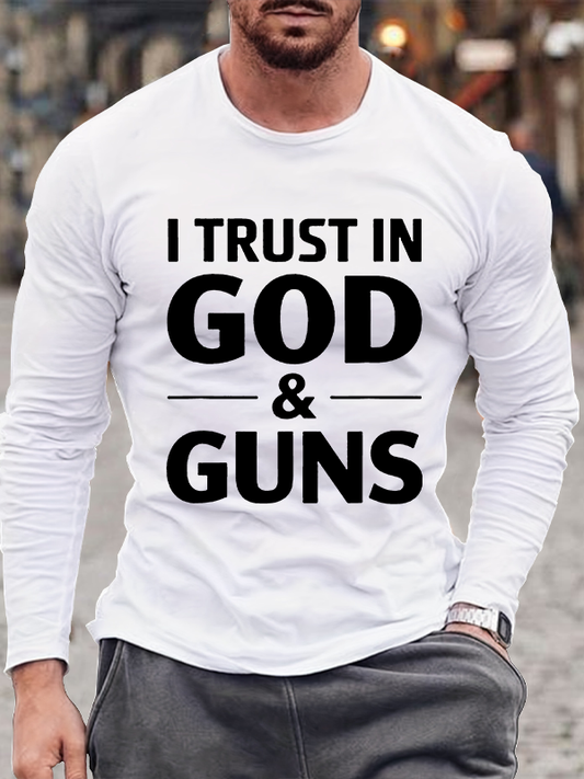 I Trust In God And Guns Christian Cotton Long Sleeve T-Shirt