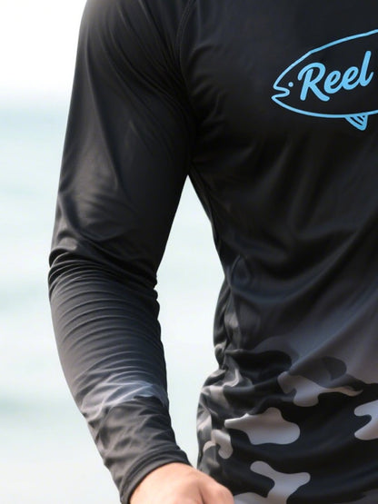 Men's Outdoor Sun Protection Breathable Cool Mask Hooded Sun Protection Long-Sleeved Top