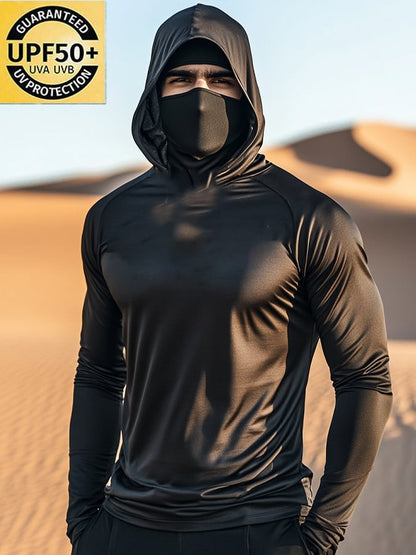 Men's Outdoor Sun Protection Breathable Cool Hooded Sun Protection Long Sleeve Top