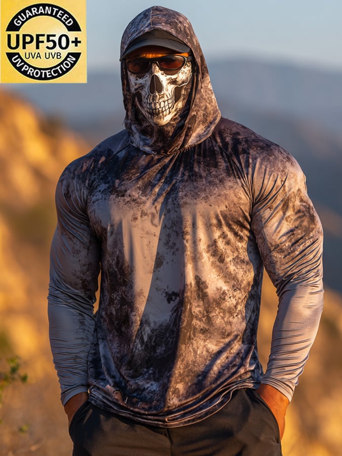 Men's Outdoor Sun Protection Breathable Cool Hooded Sun Protection Long Sleeve Top