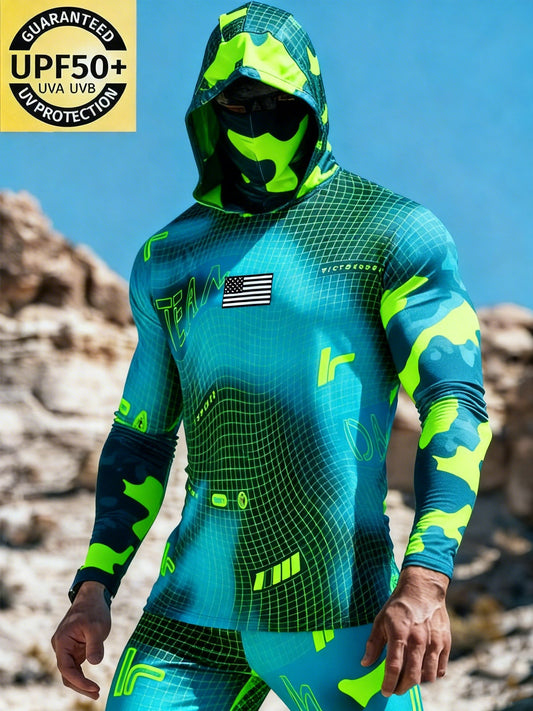 Men's Sun Shield USA Flag Camouflage Long Sleeve Shirt