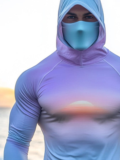 Men's Outdoor Sun Protection Breathable Cool Hooded Sun Protection Long Sleeve Top