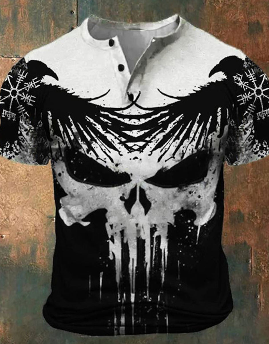 Graphic Viking Skull Fashion Retro Retro Classic Men's 3D Printed T-shirt T-shirt Henry Shirt Sports Outdoor Vacation Ou