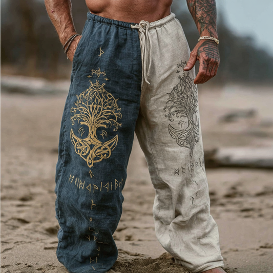 Men's Vintage Viking Mystical Tree Of Life Inspired Summer Casual Pants