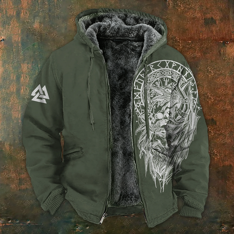 Nordic Style Viking Fleece Inner Lined Winter Hoodie