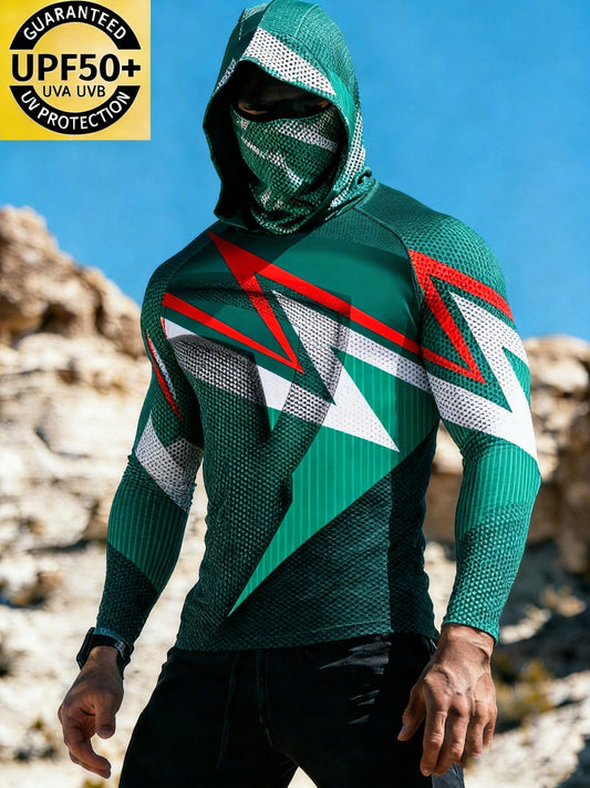 Men's Geometric Honeycomb Sun Protection Print Top