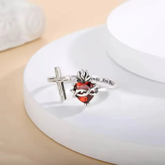 Sacred Heart of Jesus Ring With God All Things Are Possible