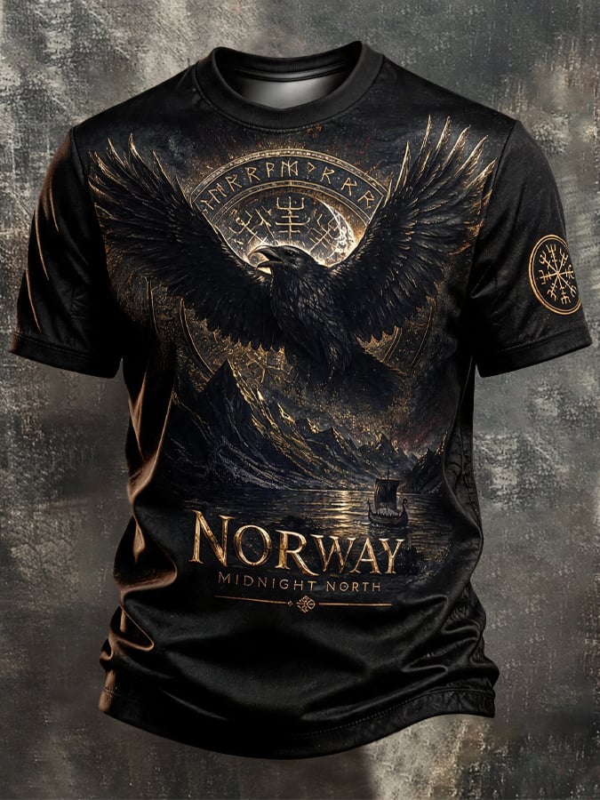 Men's Vintage Viking-Print T-Shirt