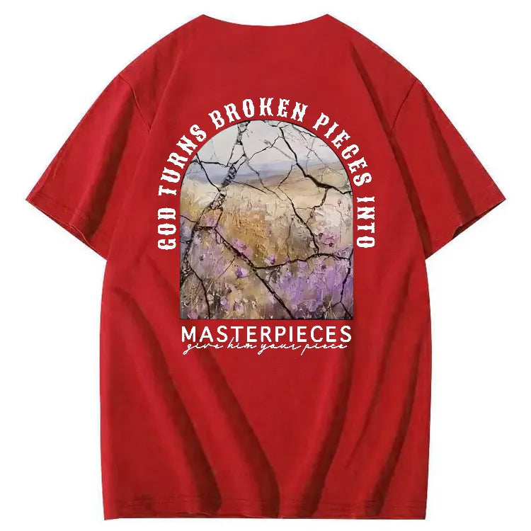 God Turns Broken Pieces Into Masterpieces Christian Pattern Crew Neck T-Shirt