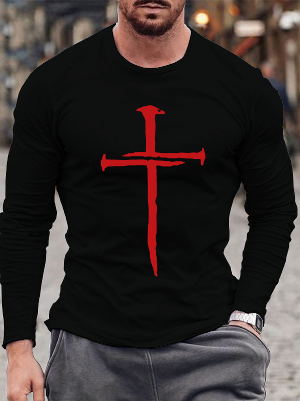 Men's Hipster Cross Faith Long Sleeve