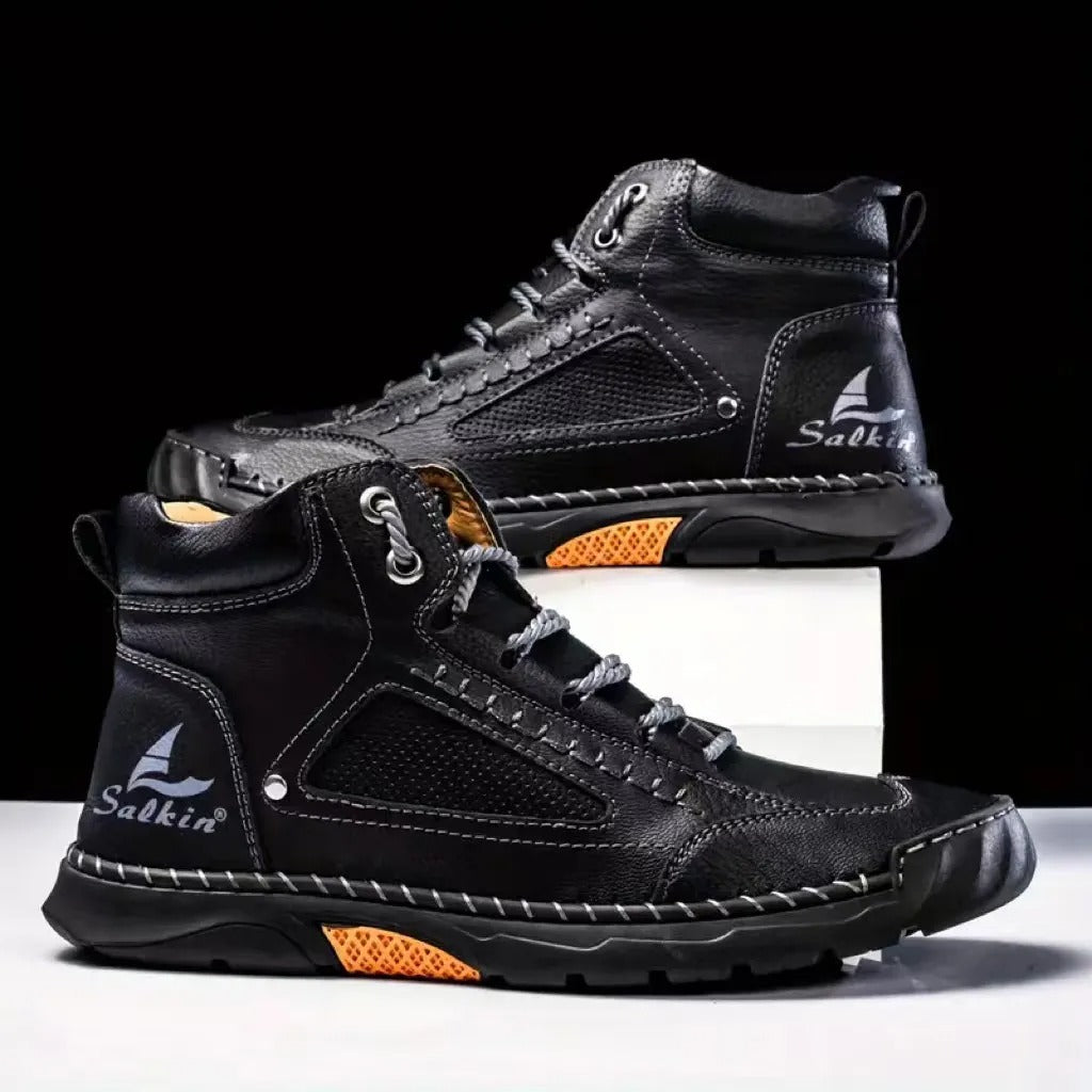 BIG SALE LIMITED STOCK! Men's Comfortable Handmade Leather Boots – Waterproof, Arch Support, Pressure Relief, Spacious Toe Box Outdoor Leather Shoes