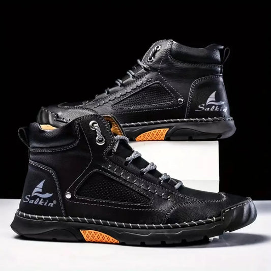 BIG SALE LIMITED STOCK! Men's Comfortable Handmade Leather Boots – Waterproof, Arch Support, Pressure Relief, Spacious Toe Box Outdoor Leather Shoes