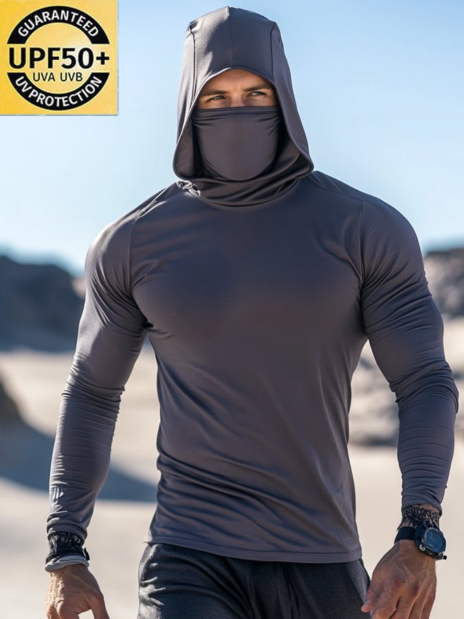Men's Outdoor Sun Protection Breathable Cool Hooded Sun Protection Long Sleeve Top