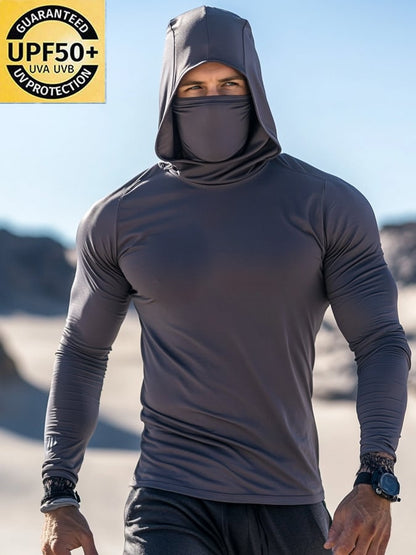 Men's Outdoor Sun Protection Breathable Cool Hooded Sun Protection Long Sleeve Top