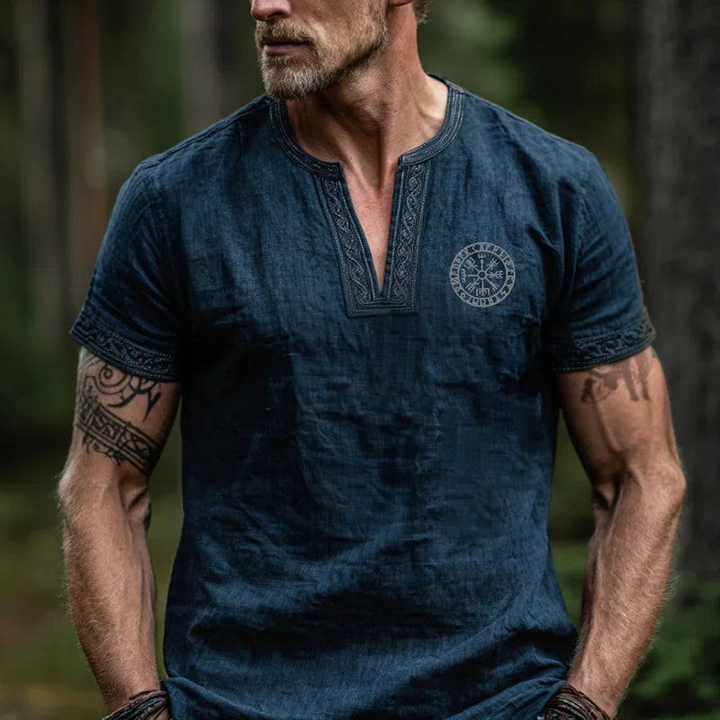 Men's Viking Inspired Celtic Knot Retro V-Neck T-Shirt
