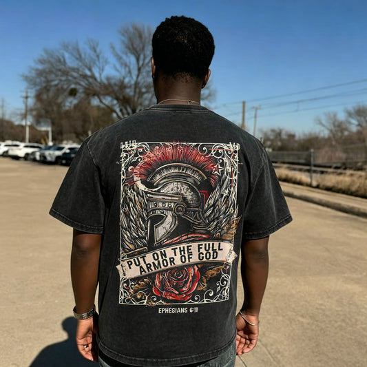 Put on the full armor of god Ephesians 6:11 Printed Men's Washed Tee