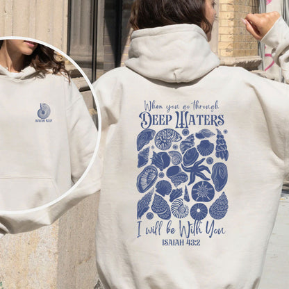 When You Go Through Deep Waters Christian Fleece Hoodie Set