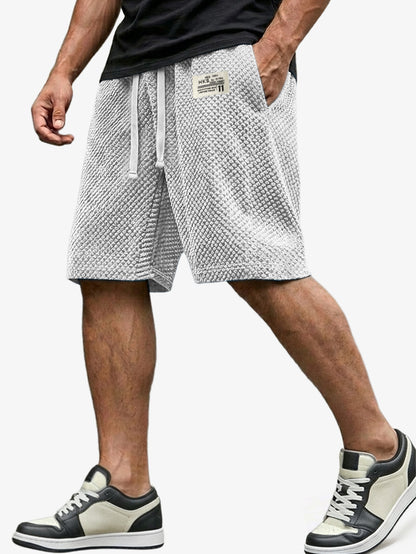 Men's Casual Loose Shorts Textured Embroidered Logo Everyday Wear