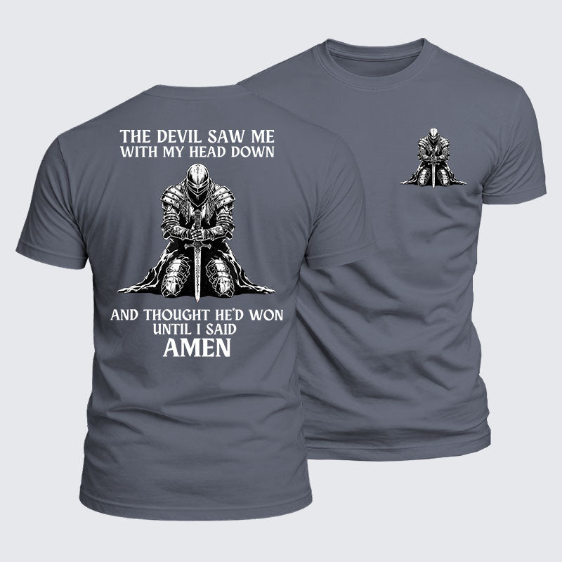 Luxe Mercerized Cotton Tee - The Devil Saw Me Until I Said Amen