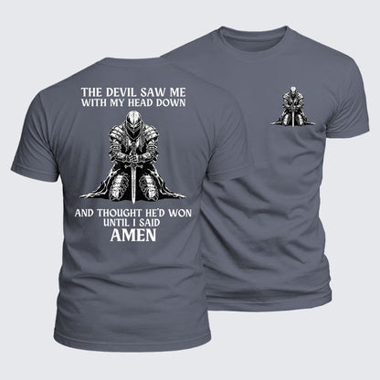 Luxe Mercerized Cotton Tee - The Devil Saw Me Until I Said Amen